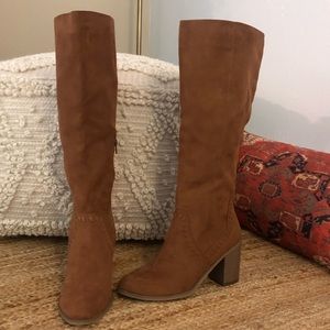 Time & Tru Knee High Faux Suede Heeled Boot